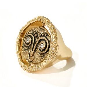 ALEXIS BITTAR Gold & Crystal Encrusted Revolving Ancient Coin Ring
